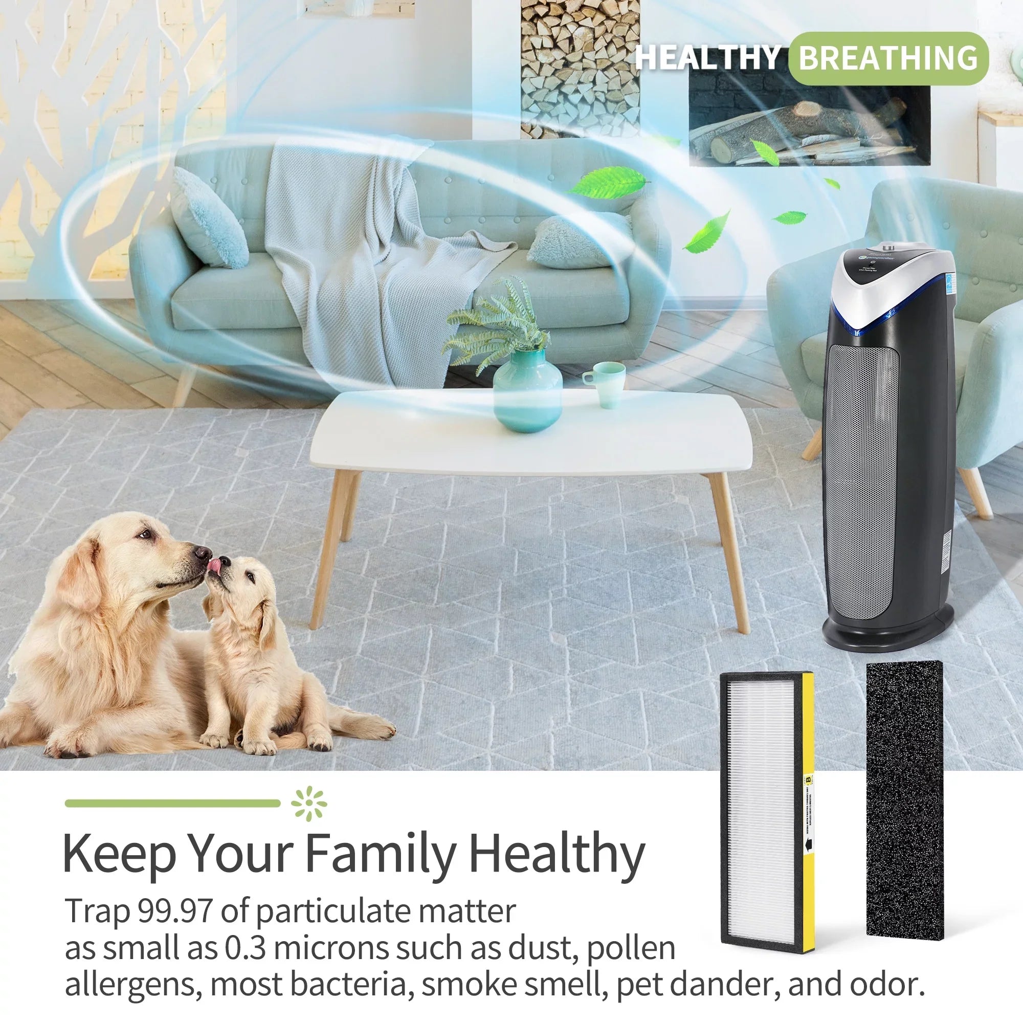 DAJDAH FLT4825 HEPA Filter B Replacement for Germ Guardian Air Purifier Filter Replacement Models AC4820 AC4825E AC4900CA | 4*HEPA + 6*Pre-Filters