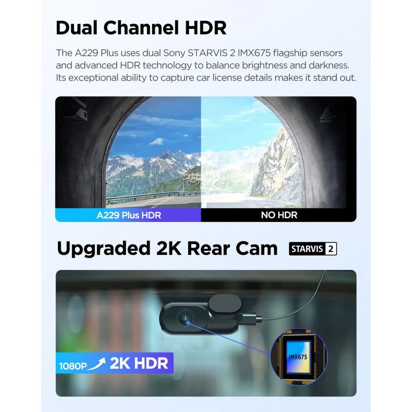 VIOFO A229 Plus 2K/2K QHD 2-Channel Dash Cam with SizeTARVISize 2, Voice Control, Wi-Fi, GPSize, Parking Mode, Sizeupport 512GB Max