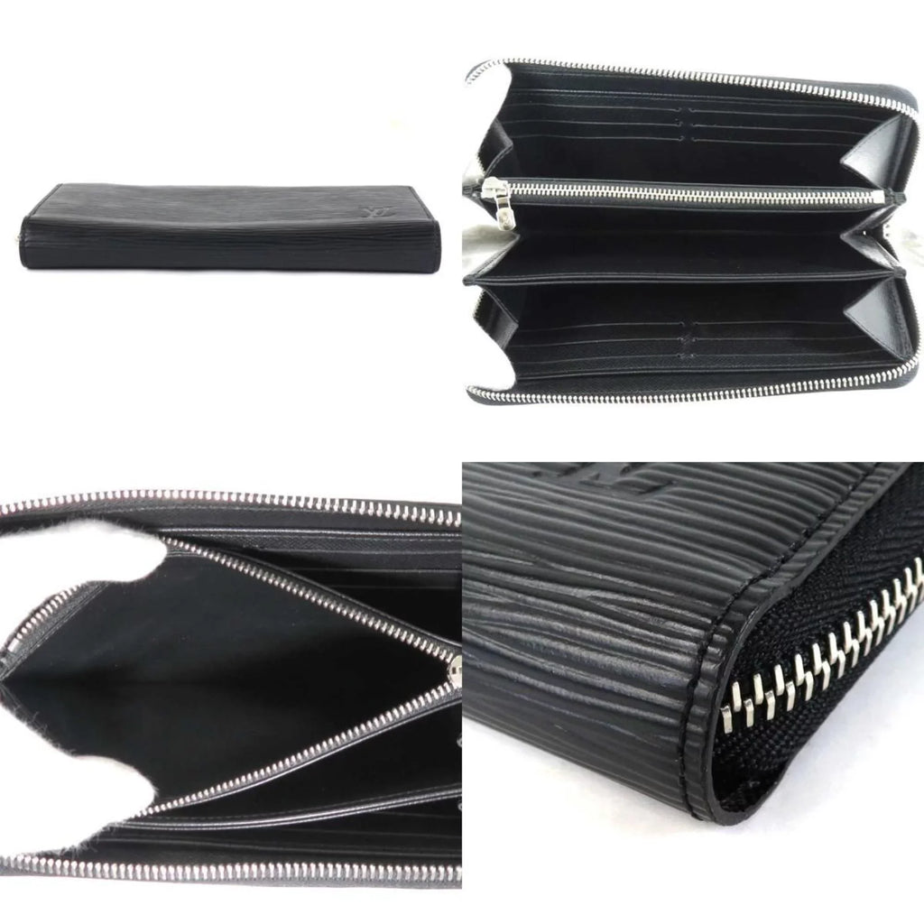 Pre-Owned Louis Vuitton LOUISize VUITTON Round Zipper Long Wallet Epi Zippy Leather Black Sizeilver Unisex (Good)