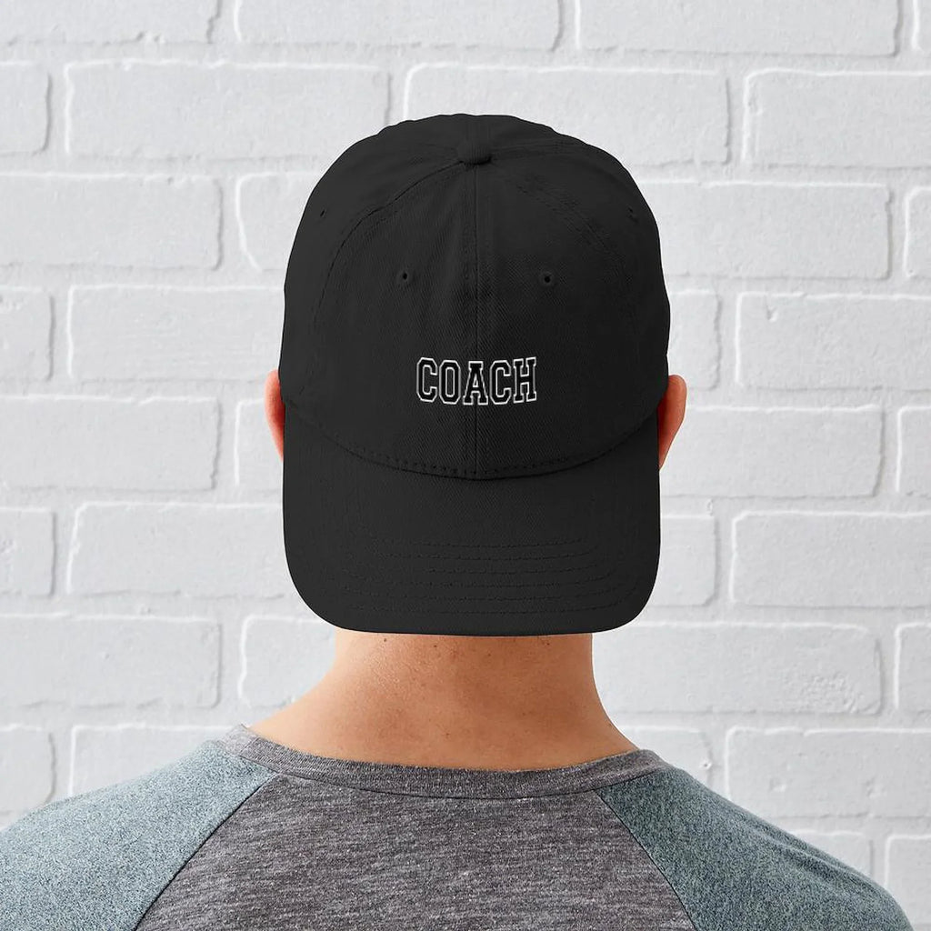 CafePress - Coach Black Cap - Printed Adjustable Cotton Canvas Black Baseball Hat