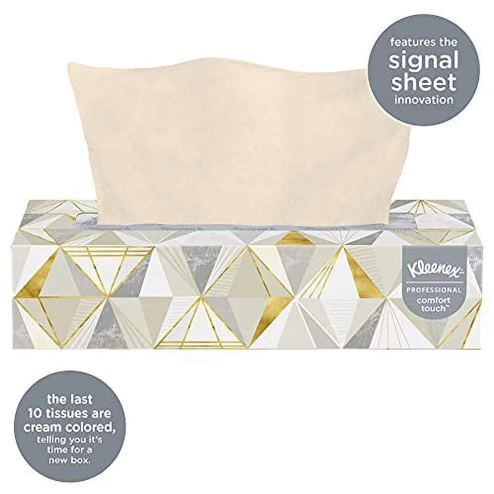 Kleenex Facial Tissue, Ivory, 8-2/5 x 8-3/5 Inch, 125 Tissues per Box, 12 Count