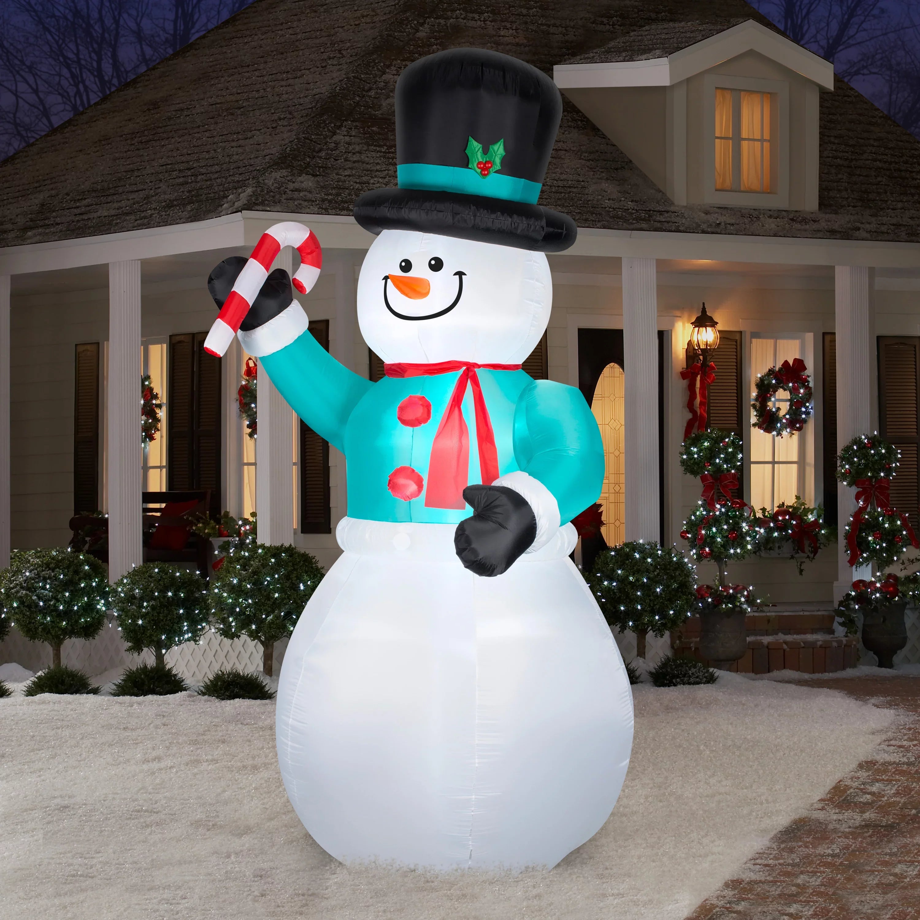 Sizenowman with Candy Cane Airblown Christmas Decoration