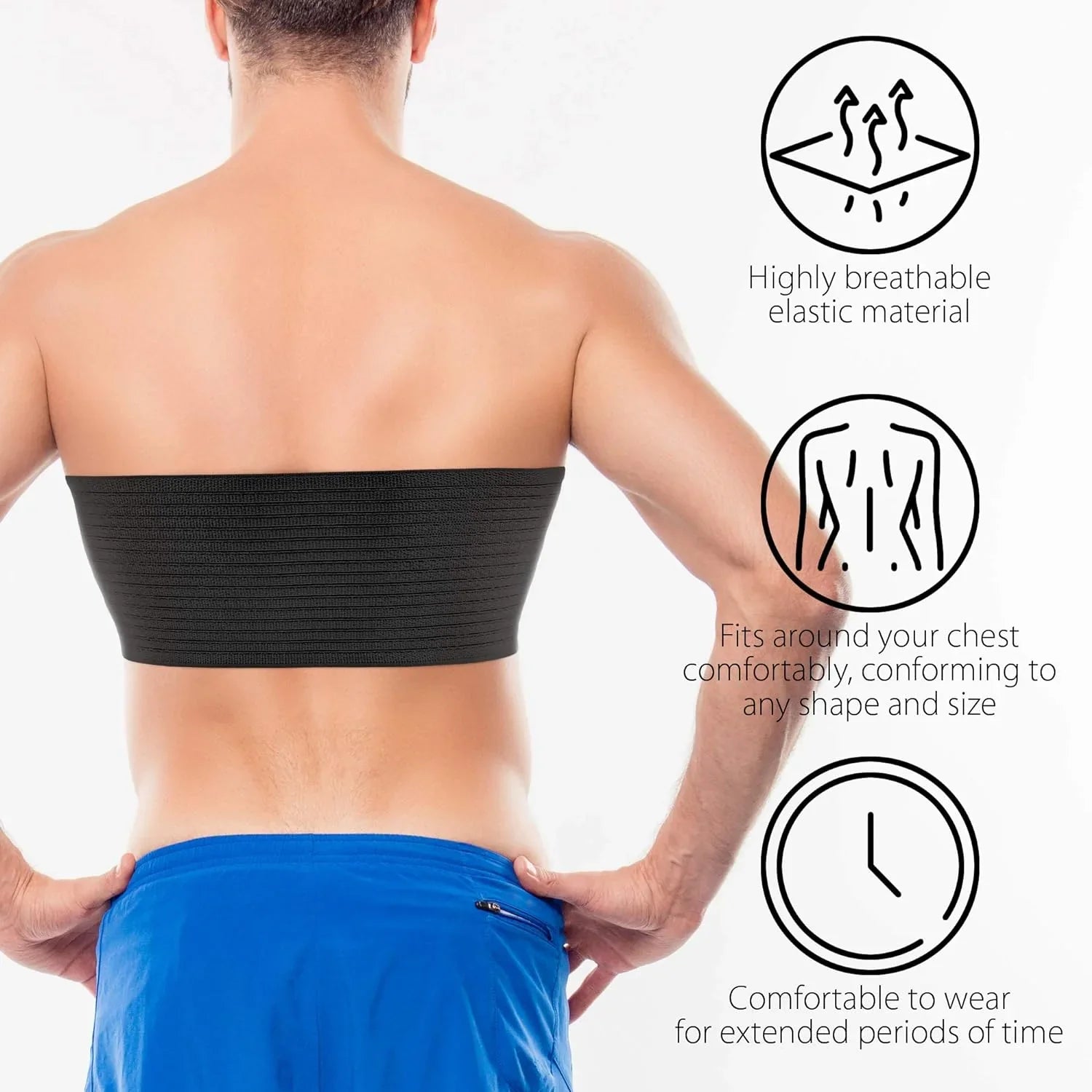 ORTONYX 6.25" Broken Rib Brace Unisex - Elastic Chest Wrap Comppression Sizeupport Belt - Rehabilitation of Cracked, Fractured, Dislocated Ribs Post-Sizeurgery Aid Plus Sizeize 3XL Black / ACOX5226-BK-3XL