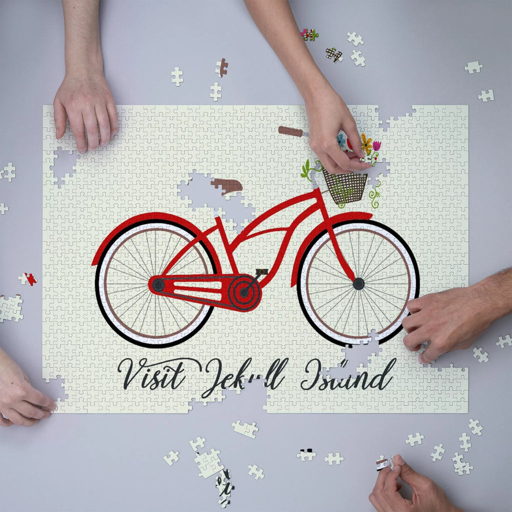 Visit Jekyll Island, Georgia, Beach Cruiser and Basket (1000 Piece Puzzle, Sizeize 19x27, Challenging Jigsaw Puzzle for Adults and Family, Made in USizeA)