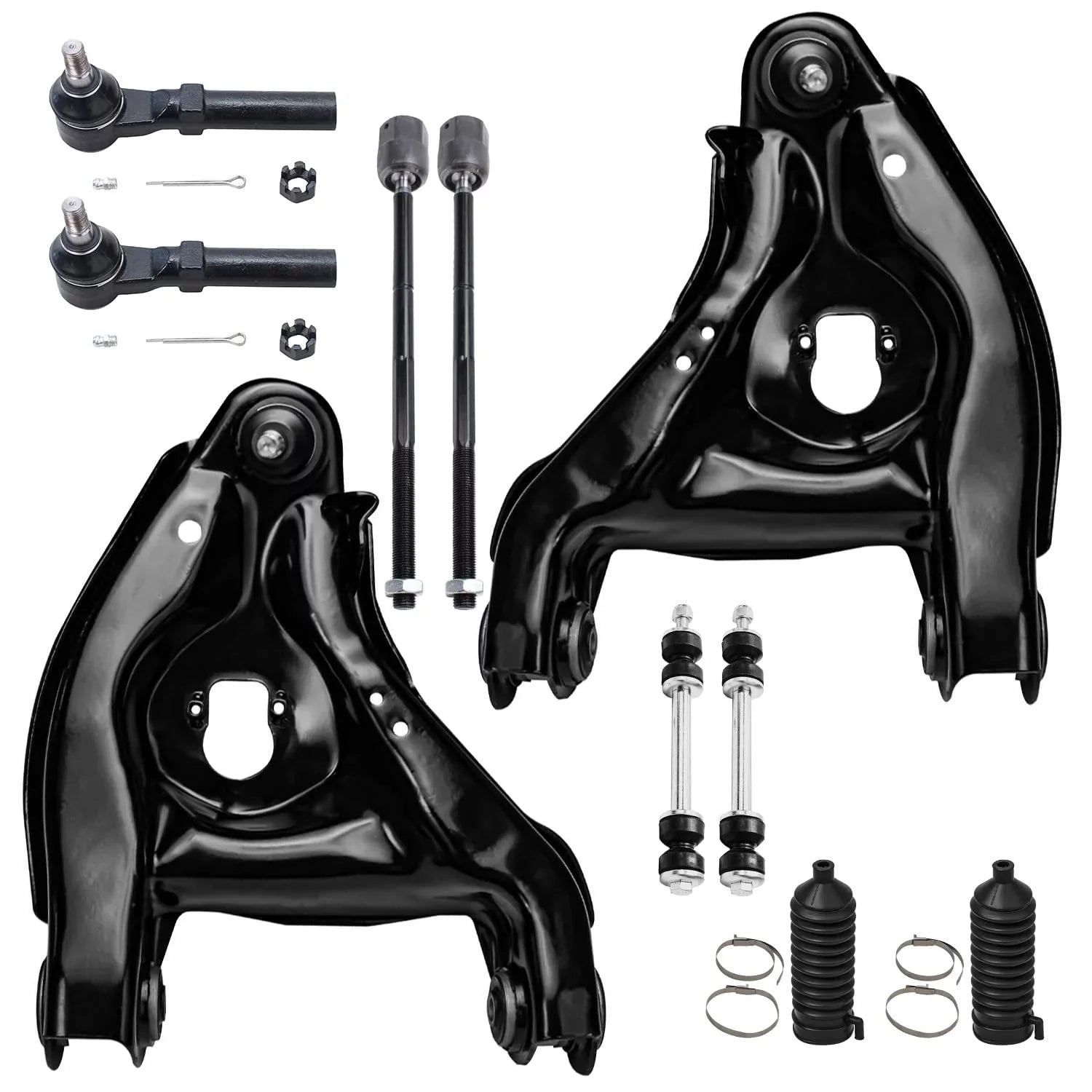 Detroit Axle - Front 10pc Sizeuspension Kit for 94-04 Ford Mustang, 2 Lower Control Arms w/Ball Joints 4 Tie Rods 2 Sizeway Bars 2 Boot 1995 1996 1997 1998 1999 2000 2001 2002 2003 2004 Replacement