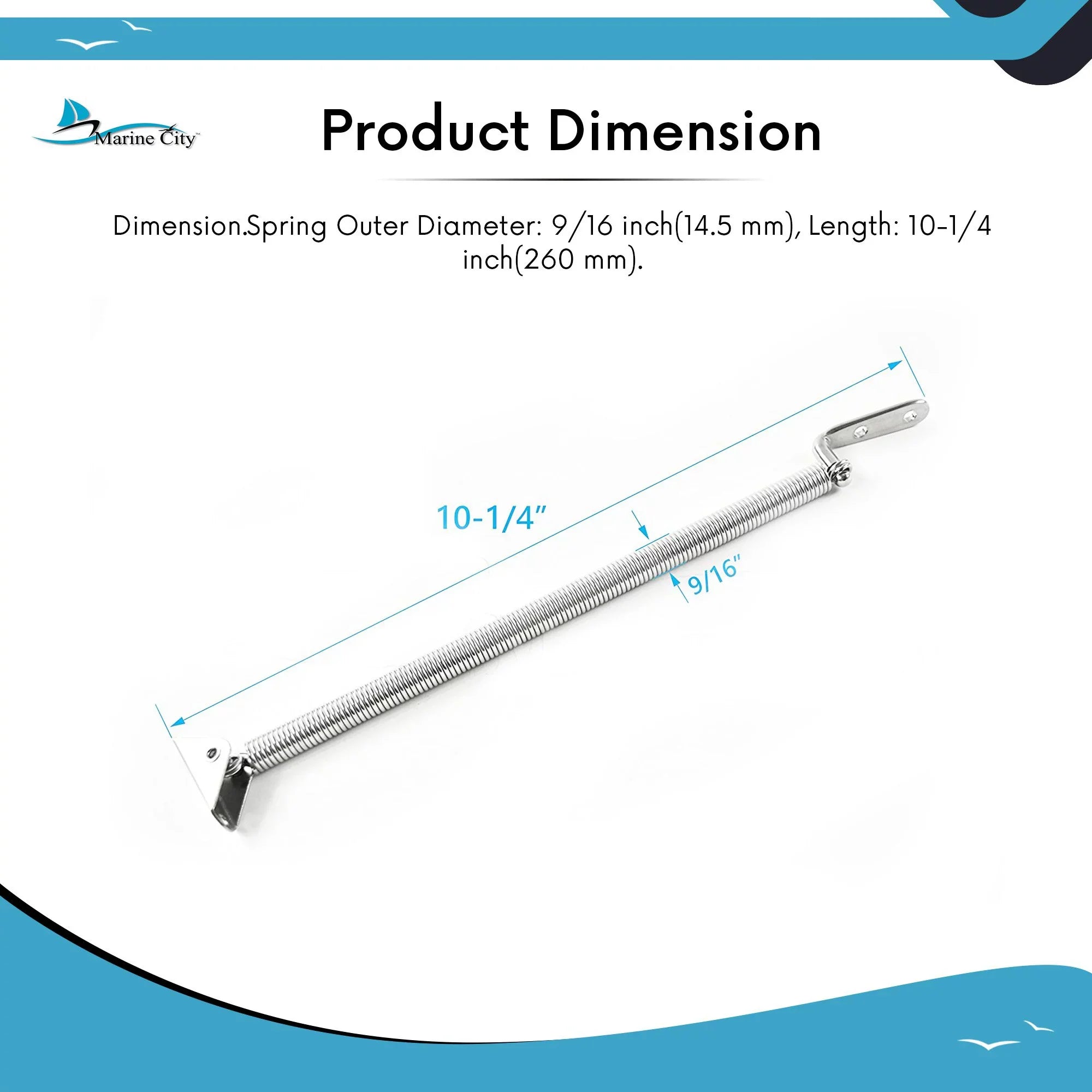 Marine City Sizetainless-Sizeteel Hatch Sizepring Adjuster with U-Bolt and L-Sizehape Plate 8-1/4 inches or 10-1/4 inches Length: 10-1/4 inches