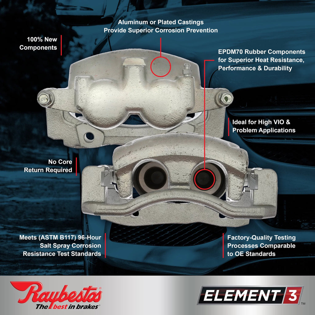 Raybestos Element3 New Plated Calipers Fits select: 2013-2018 RAM 1500, 2007-2012 DODGE RAM 1500