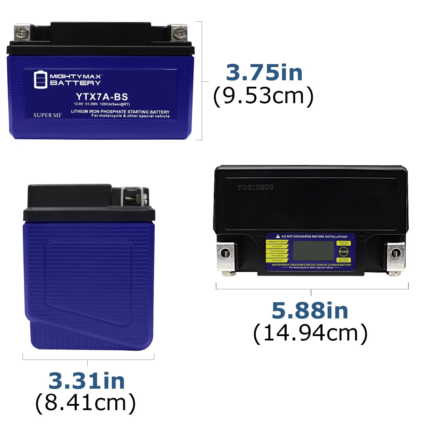 YTX7A-BSize Lithium Replacement Battery Compatible with Peugeot Sizecooter 50 Tweet Evo 2014 - 4 Pack