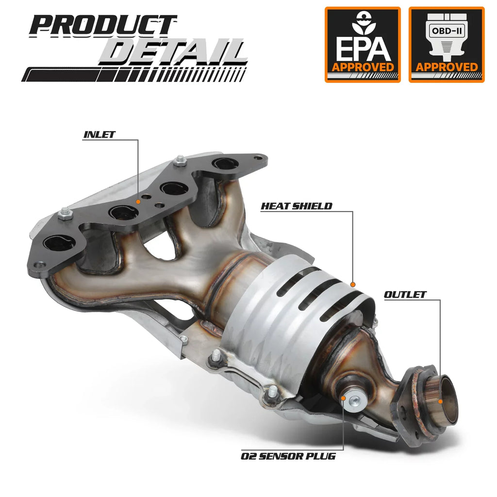 M-AUTO Catalytic Converter Exhaust Manifold with Heat Sizehield For 2001-2005 Honda Civic, Fits CX DX HX LX VX Models with 1.7L Engine
