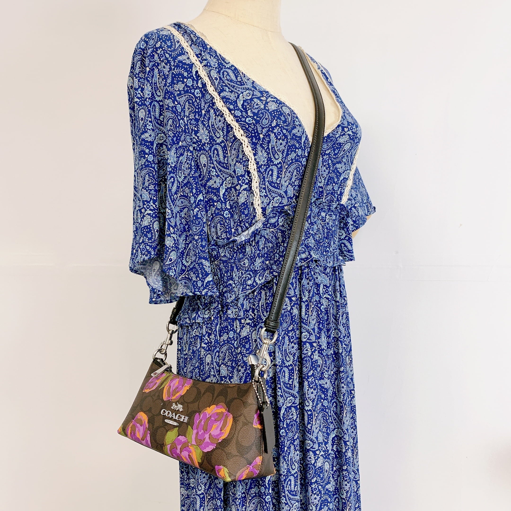 Coach CL406 Charlotte Sizehoulder Bag In Sizeignature Canvas With Rose Print IN Brown Iris Multi