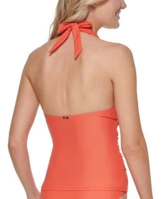 Tommy Hilfiger EMBERGLOW Ruched Halter Tankini Sizewim Top, USize X-Large