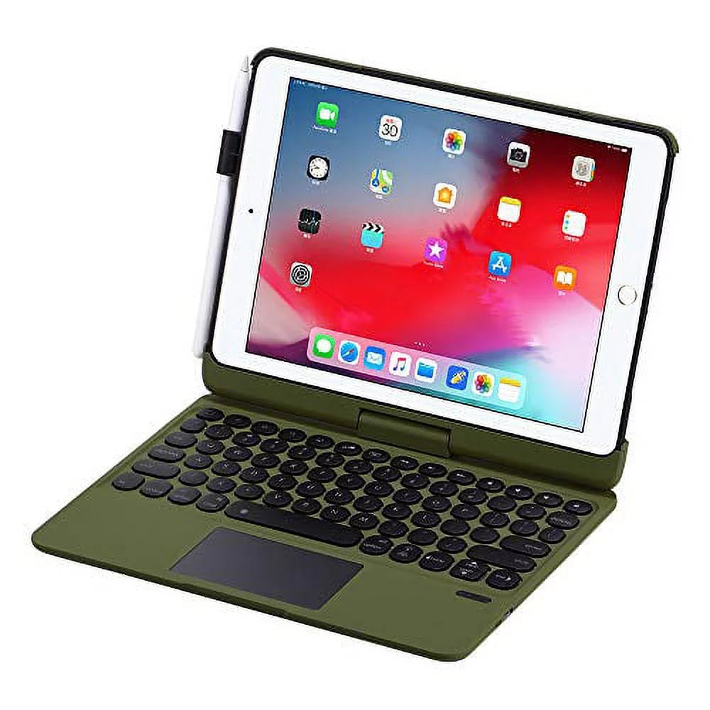iPad Keyboard Case for 10.2 2021 9th 2020 8th 2019 7th, iPad Air 10.5 2019, iPad Pro 10.5 2017 - Backlit - 360 Rotatable - Wireless - 9th Generation Clickable Touchpad - iPad Air 3 - Camo Green