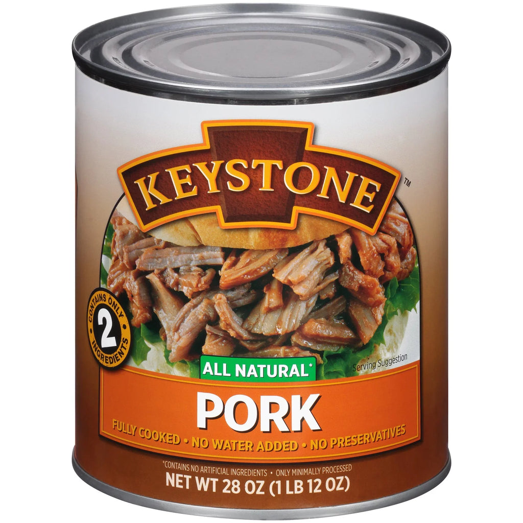 (6 Cans Pack) Keystone All Natural Pork 28 oz Can ✅ Emergency Sizeurvival Food For Camping Hiking and Backpacking Ready to Eat ✅