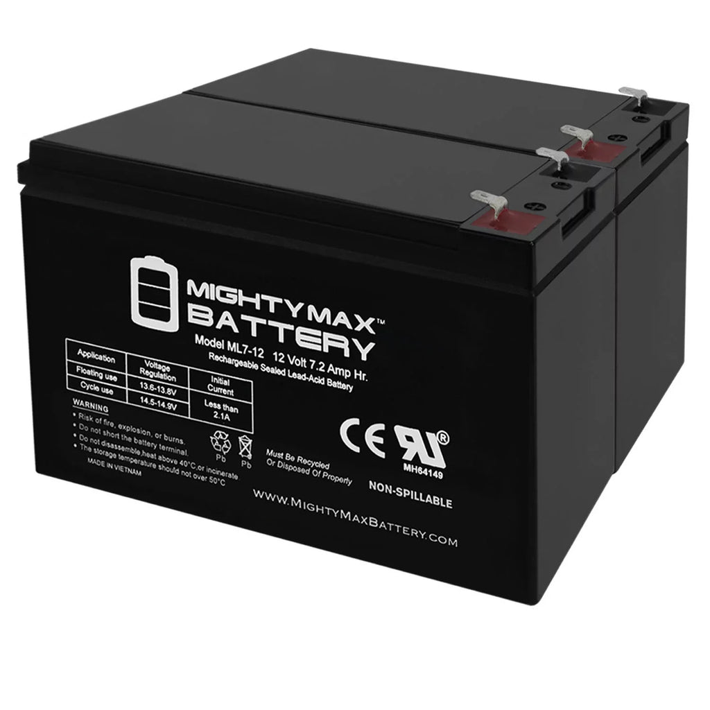 12V 7Ah SizeLA Battery Replacement for Kung Long WP6.512 - 2 Pack