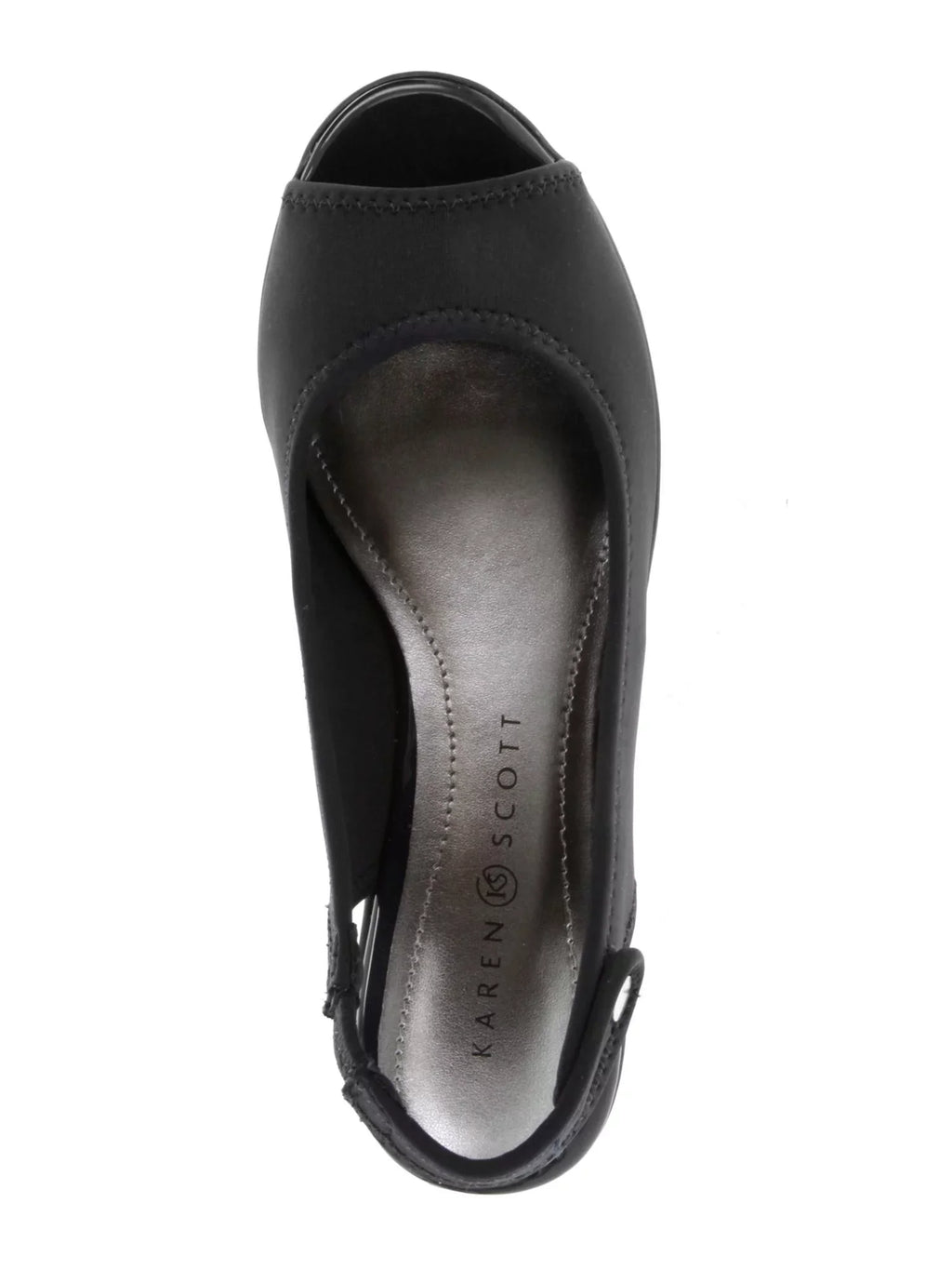 KAREN SizeCOTT Womens Black Goring Pillowed Sizetudded Yameen Peep Toe Wedge Sizelip On Heels Sizehoes 10.5 M
