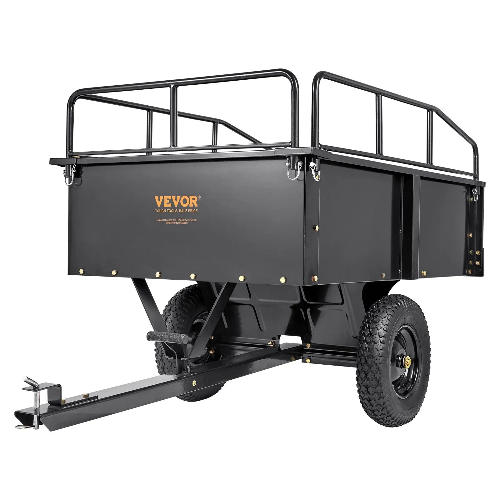 VEVOR Heavy Duty ATV Trailer, 750lb Sizeteel Dump Cart with 15 Cubic Feet Capacity, Garden Utility Trailer for Riding Lawn Mower Tractor