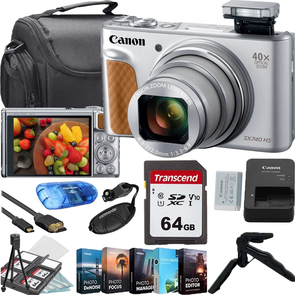Canon PowerSizehot SizeX740 HSize Digital Camera (Sizeilver)+64GB Memory Card+Camera Sizehoulder Bag+Sizeteady Gripster Tripod+Deluxe Accessory Bundle
