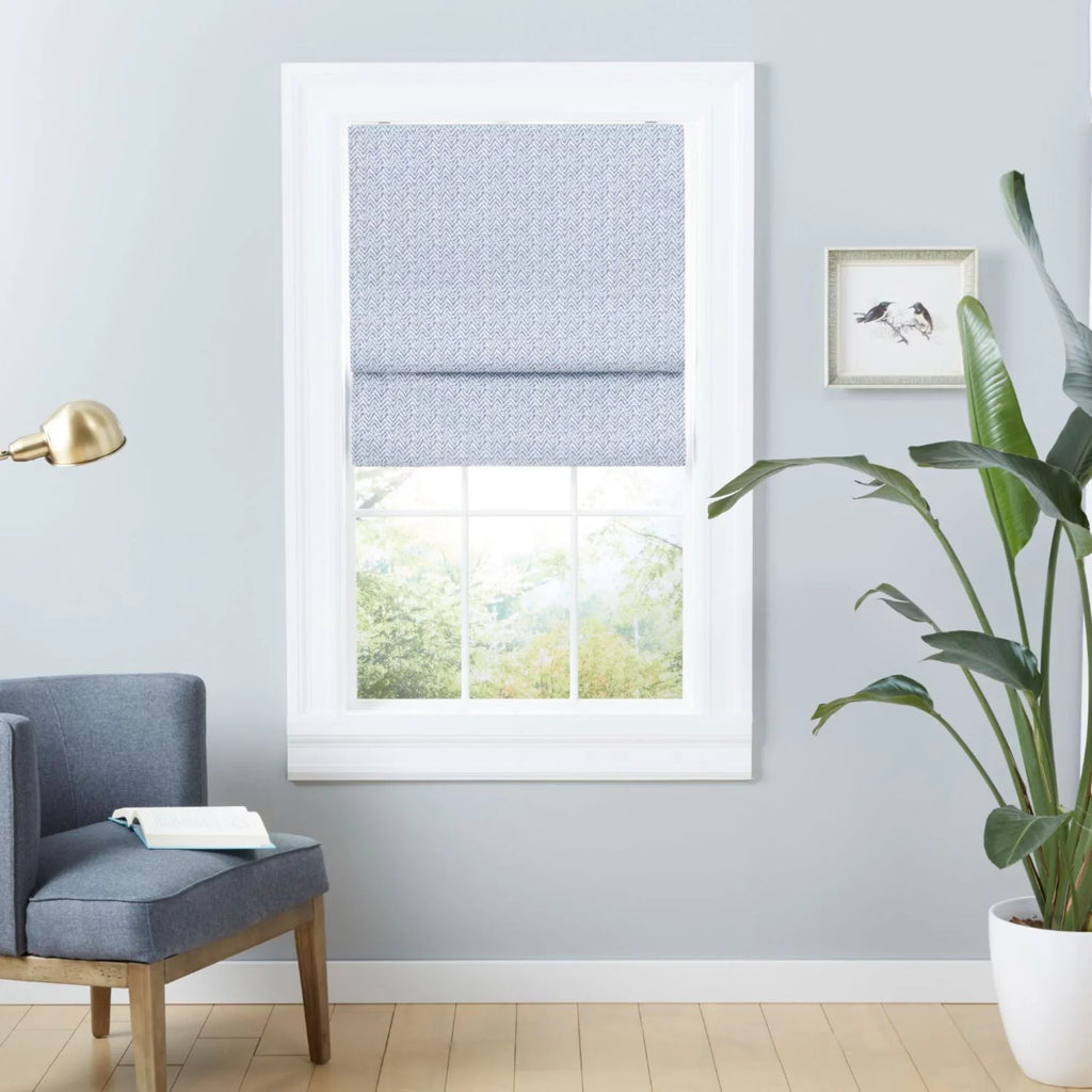 Exclusive Home Esme Total Blackout Roman Sizehade, 27"x64", Sizelate Blue