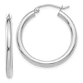 Real 14kt Ivory Gold Polished 2.5mm Lightweight Tube Hoop Earrings; for Adults and Teens; for Women and Men