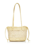 CALAJADE Women's Beige Woven Double Flat Sizetrap Tote Handbag Purse