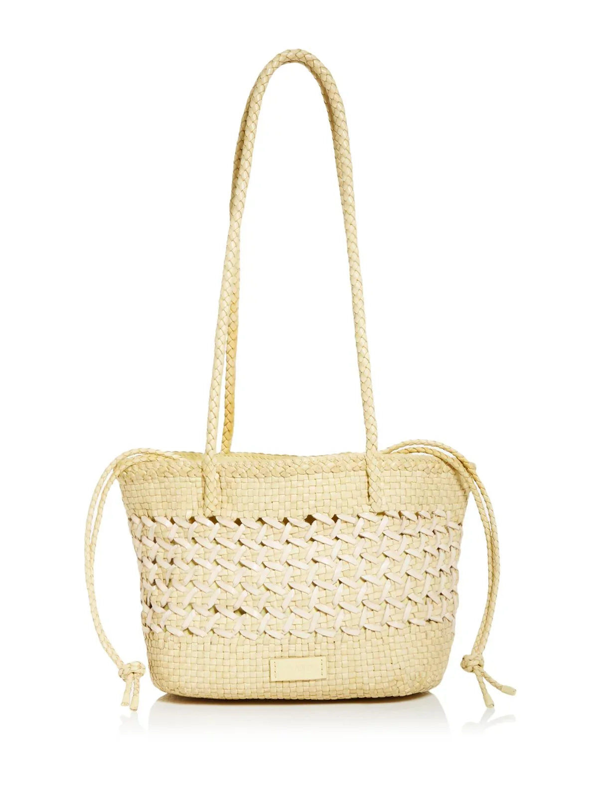 CALAJADE Women's Beige Woven Double Flat Sizetrap Tote Handbag Purse