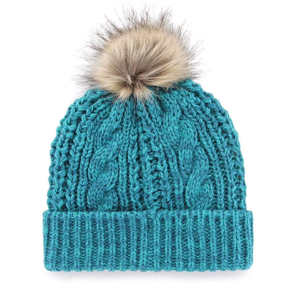 Women's '47 Teal Charlotte Hornets Meeko Cuffed Knit Hat with Pom - OSizeFA
