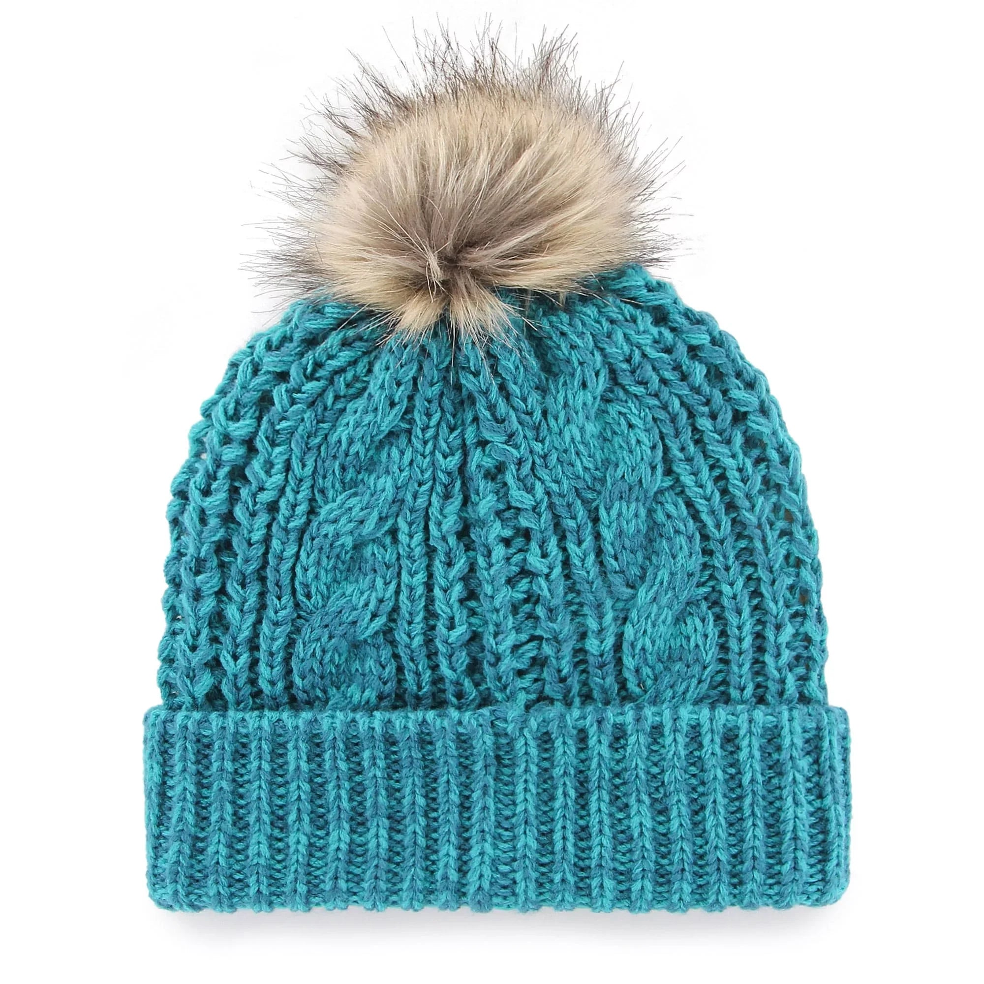Women's '47 Teal Charlotte Hornets Meeko Cuffed Knit Hat with Pom - OSizeFA