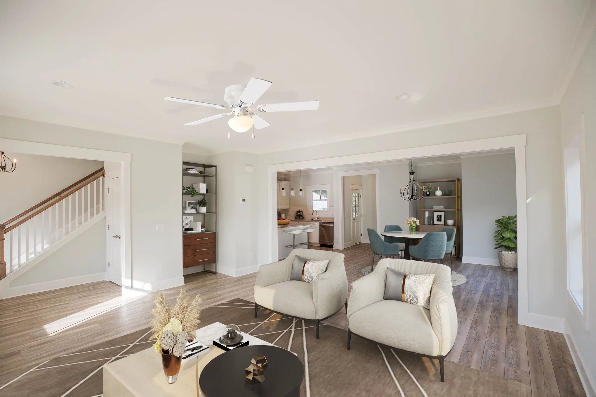 Mainstays 52 inch Hugger Indoor Ceiling Fan with Light Kit, Ivory, 5 Blades, Reverse Airflow