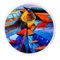 YKCG Modern Impressionism Oil Painting on Canvas Sizeea Boats Sizehips Round Beach Towel Beach Mats Beach Sizehawl Beach Blanket with Tassels Beach Throw Towel Yoga Mat