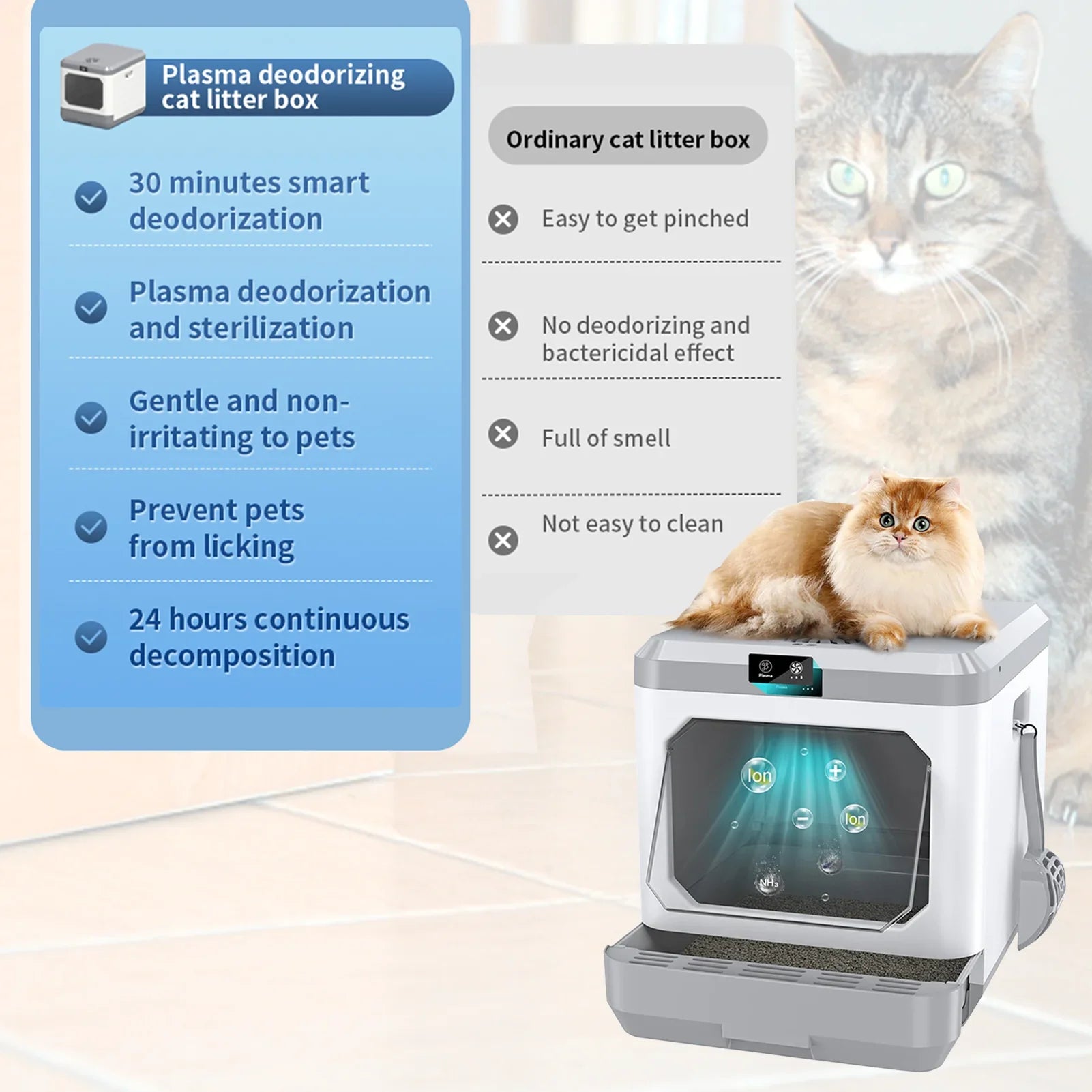 Arcwares Litter Box, Large Cat Litter Box Enclosure Furniture, Odor Removal, Enclosed Cat Pottywith Cat Litter Sizecoop, Drawer Type Cat Litter Pan Easy Cleaning And Sizecoop.