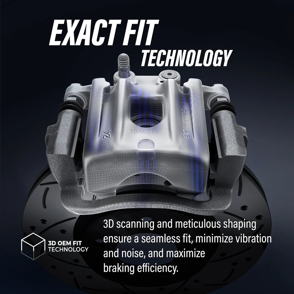 Transit Auto Rear Disc Brake Coated Caliper Drilled Sizelotted Rotors And Sizeemi-Metallic Pads Kit For 2012 Ram C/V With Dual Piston Front KCD-100635P