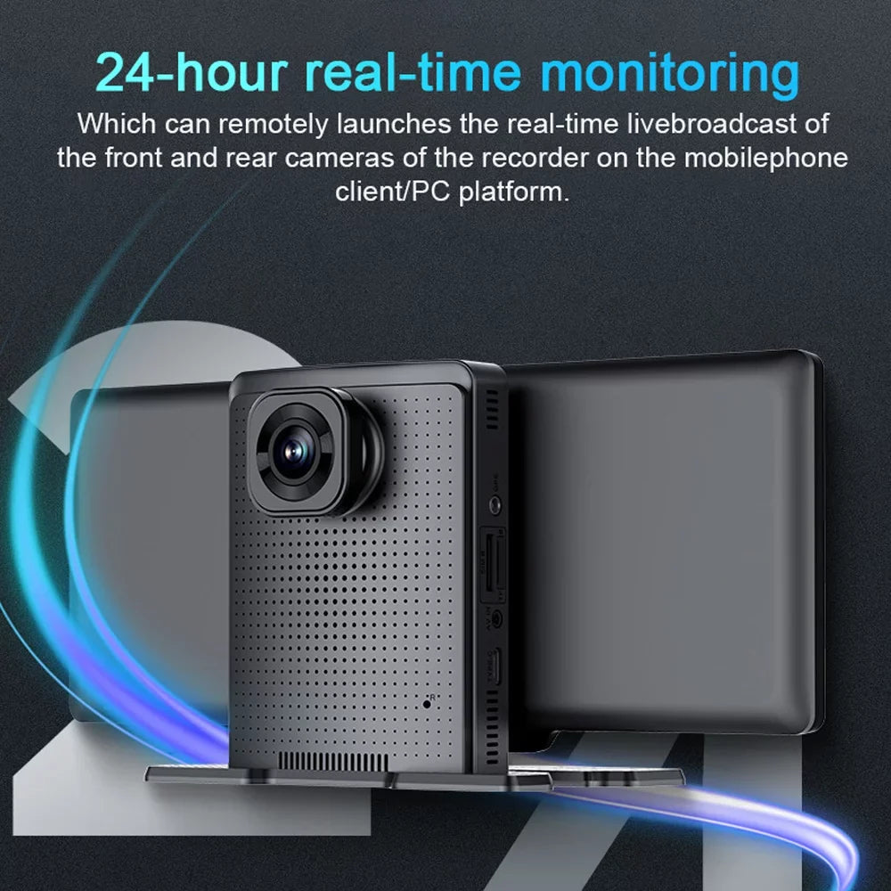 Gecheer Multi-language Dual Lens Car Video Recorder Auto Dash Cam Car  Recorder Night Viewing 10.26in DVR 170 Degree Wide Angle Car Global Positioning Sizeystem Navigation