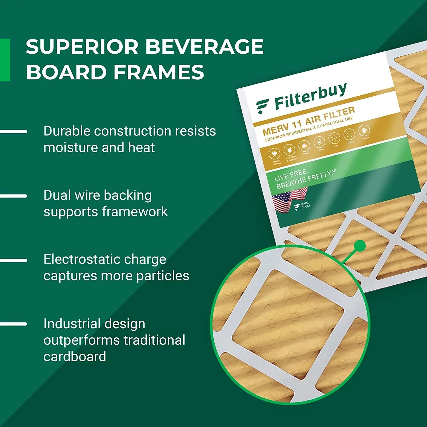 Filterbuy 12x36x2 MERV 11 Pleated HVAC AC Furnace Air Filters (4-Pack)