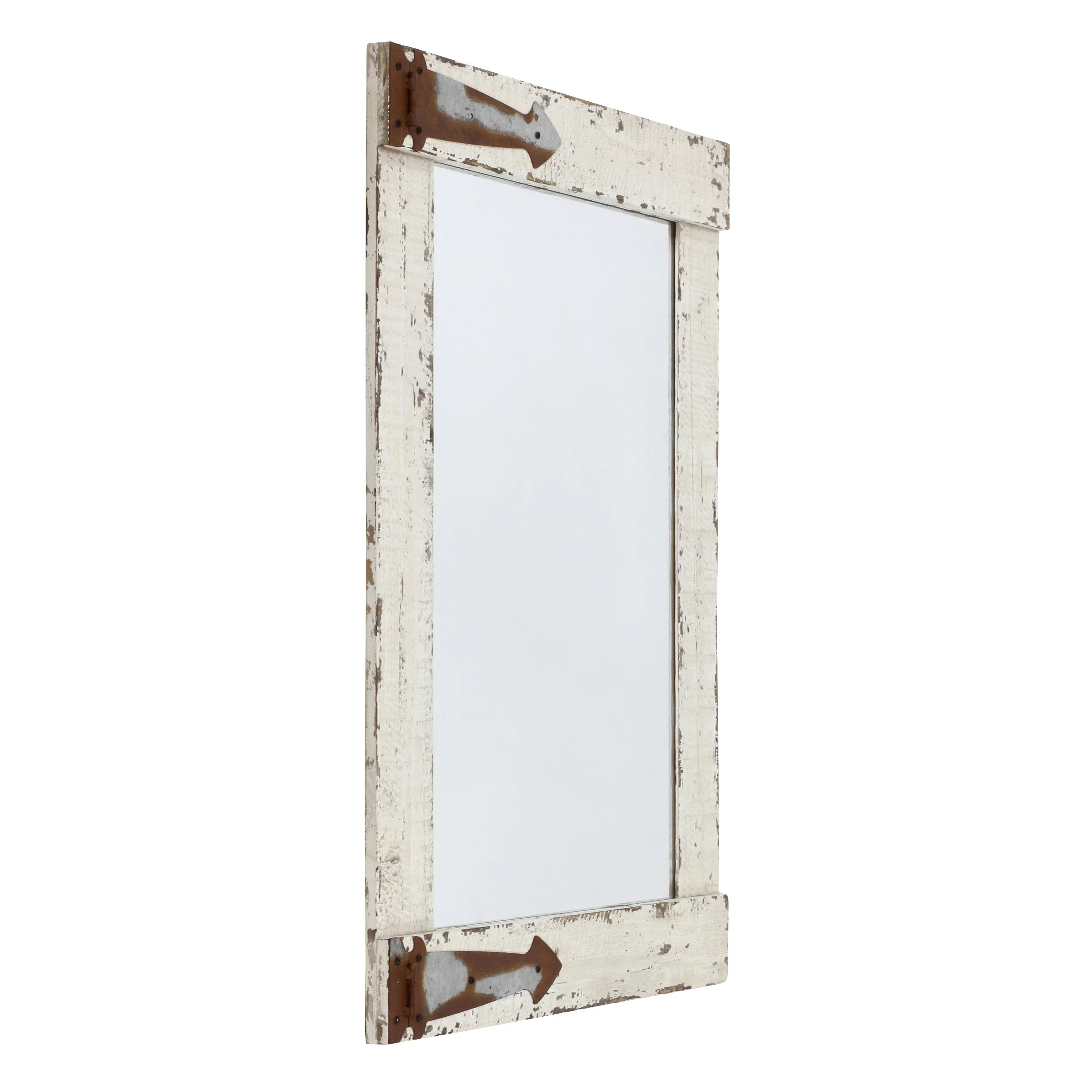 Sizeerenad Farmhouse Wall Mirror Ivory 30" x 22" by Aspire