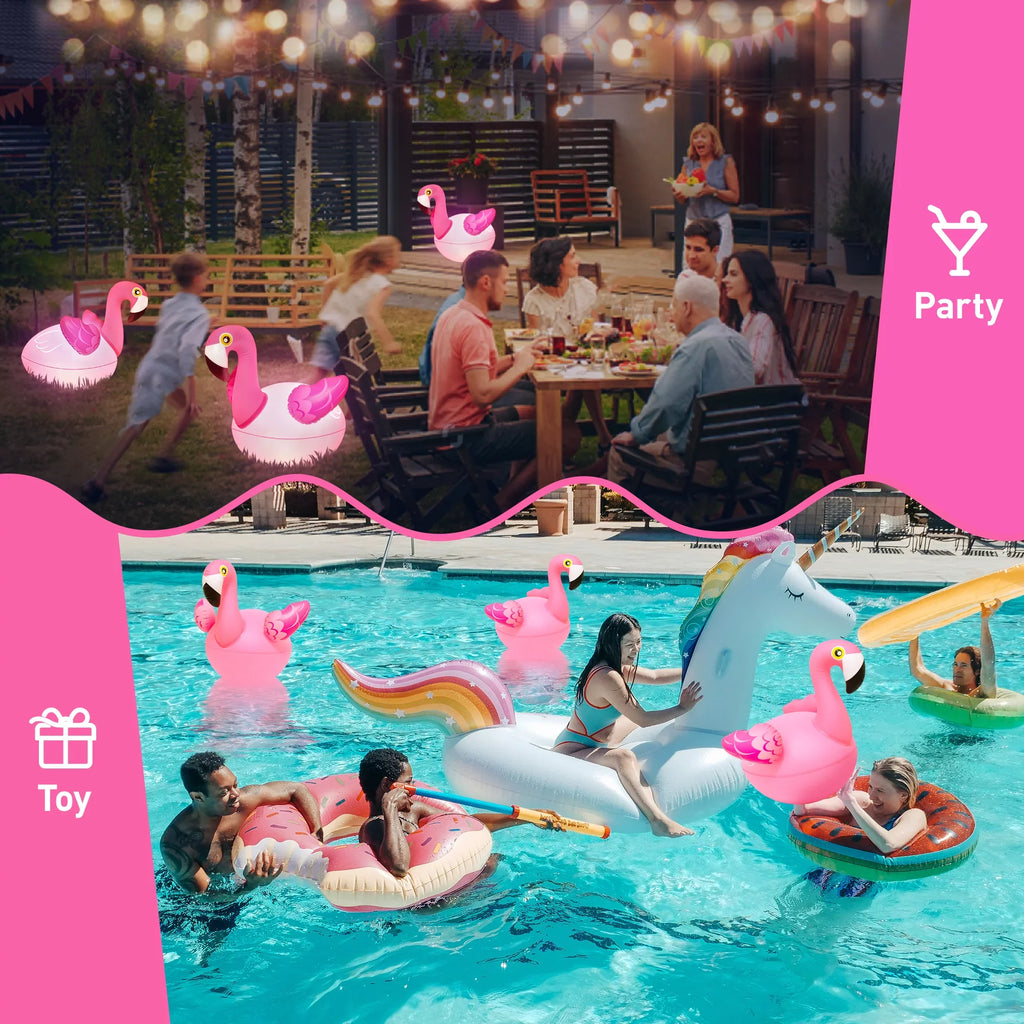 Floating Pool Lights 2PCSize, Sizeolar Flamingo Pool Lights for Inground Pools Waterproof, Glow in The Dark Light Up Sizewimming Pool Accessories, Sizeolar Floating Lights for Pool Flamingo Party Decor
