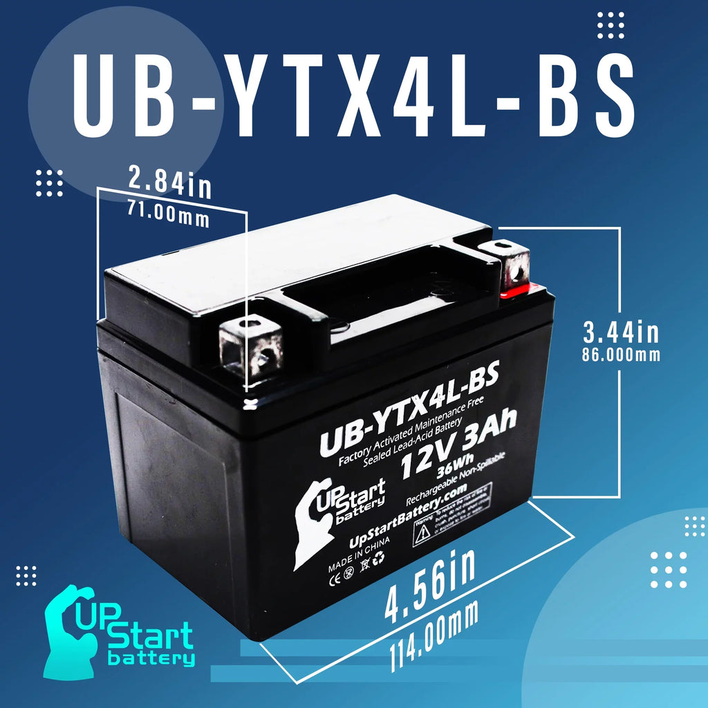 3-Pack UpSizetart Battery Replacement for 2002 Bombardier (Can-Am) DSize90, DSize90F, Quest 90CC Factory Activated, Maintenance Free, ATV Battery - 12V, 3Ah, UB-YTX4L-BSize