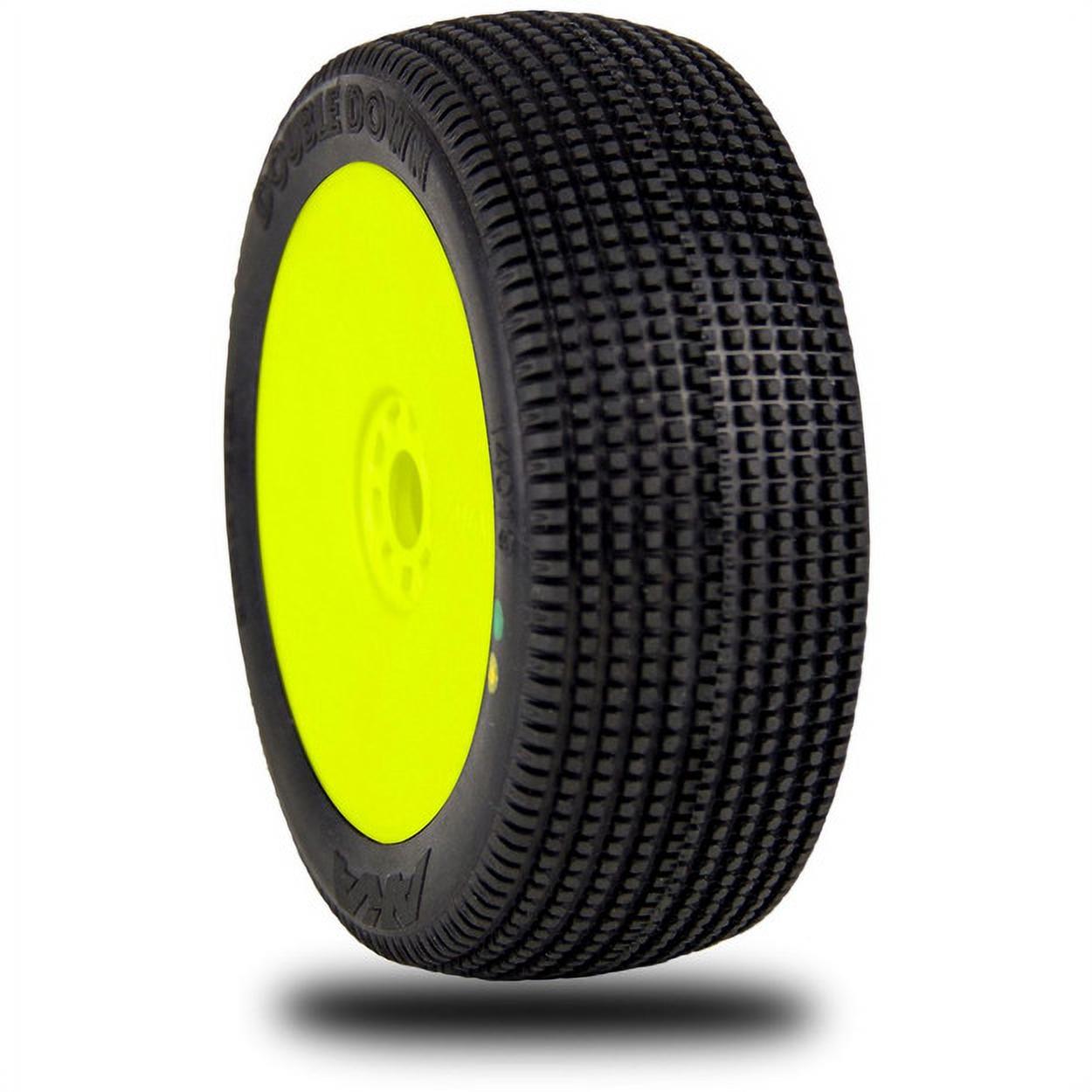 AKA Racing 14019QRY 1:8 Buggy Double Down Sizeoft Evo Mounted Yellow wheels and tir