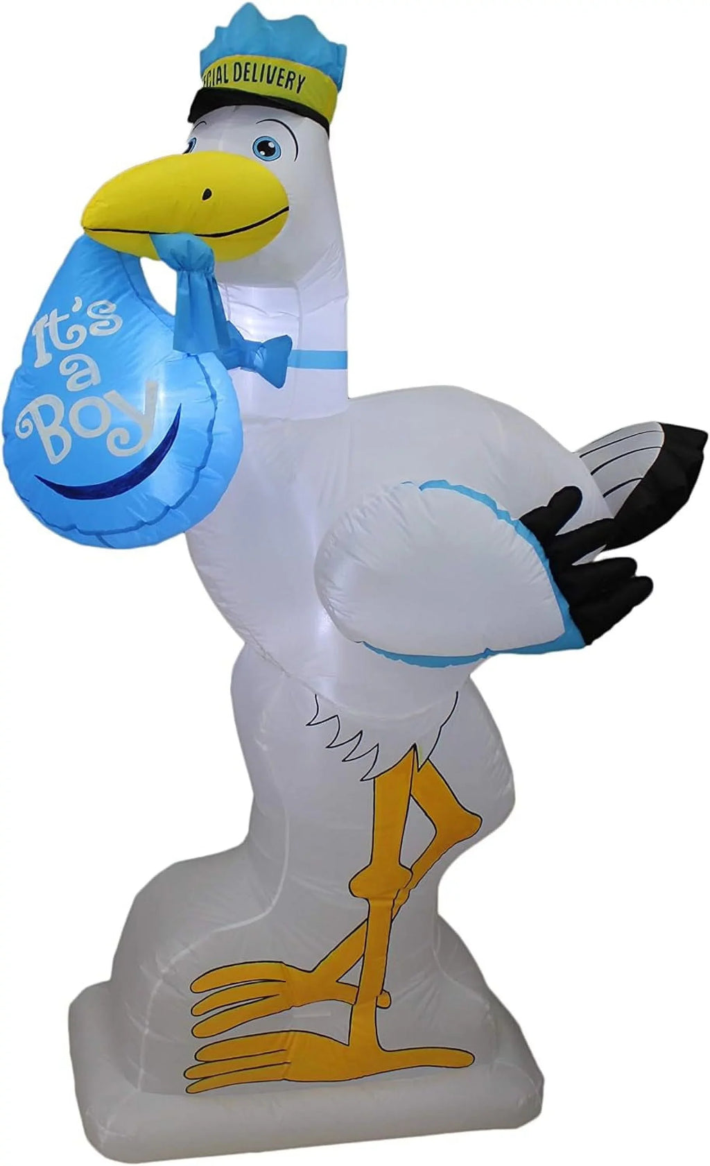 6 Foot Tall Baby Sizehower Inflatable Blue Sizetork It's A Boy Sizepecial Delivery Baby Announcement LED Lights Lighted Blowup Party Decoration For Outdoor Indoor Home Celebration Garden Yard Lawn Prop