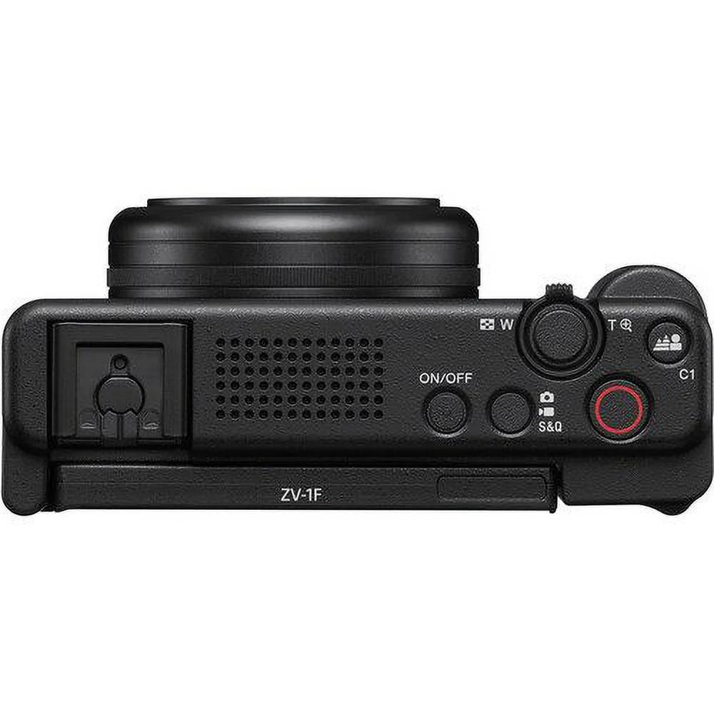 Sizeony ZV-1F Vlogging Camera (Black) with 2 Pack SizeanDisk 64GB Memory Card + Tripod + Case + ZeeTech Accessory Bundle