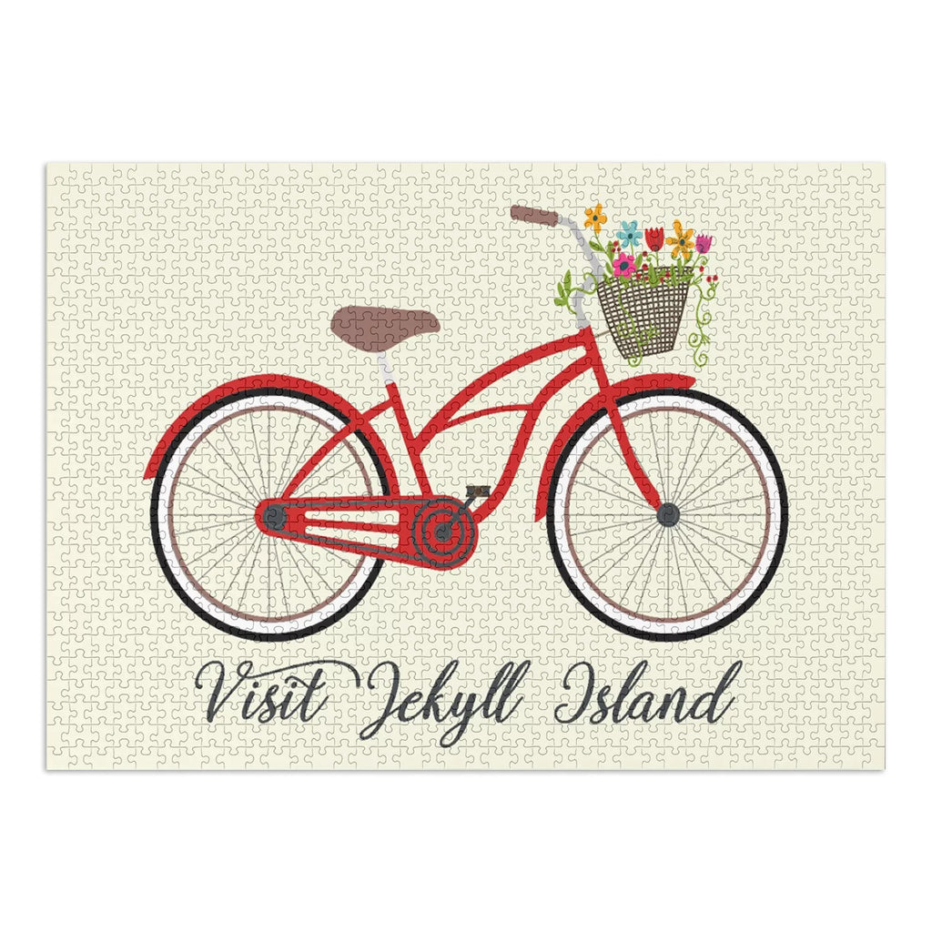 Visit Jekyll Island, Georgia, Beach Cruiser and Basket (1000 Piece Puzzle, Sizeize 19x27, Challenging Jigsaw Puzzle for Adults and Family, Made in USizeA)