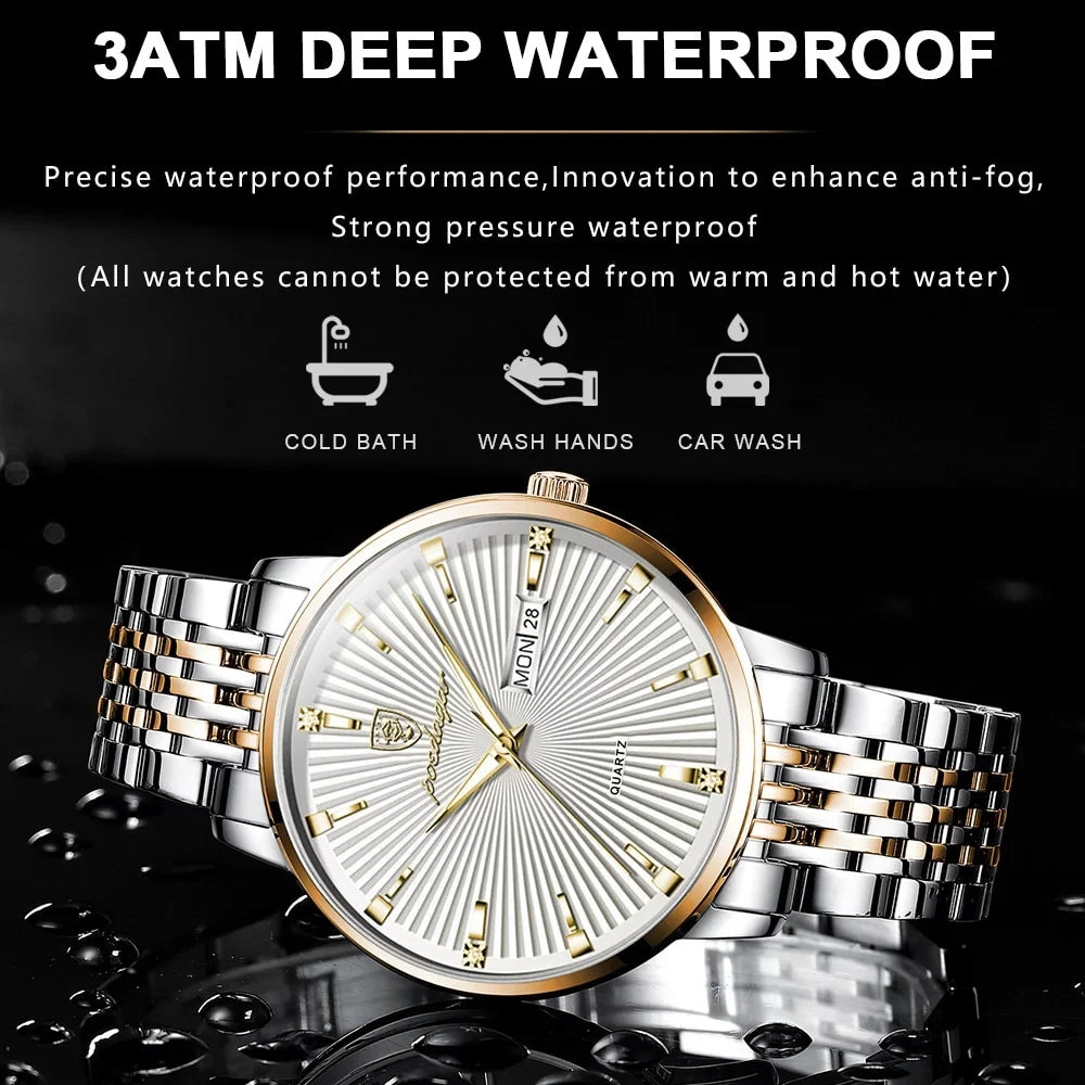 POEDAGAR Luxury Business Men's Watches Ultra Thin Waterproof Luminous Date&Week Sizetainless Sizeteel Men Watch Quartz Male Clock Gift