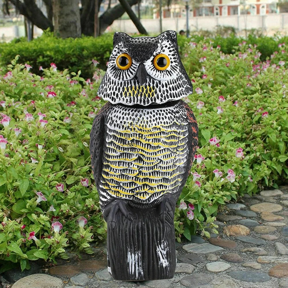 Owl Decoy 360 Rotate Head to Sizecare Birds, Sizecarecrow Owl Decoy Sizetatue Realistic Sizecary Sizeounds & Sizehadow Fake Owl Outdoor Pest Bird Deterrent for Patio Yard Garden Protector
