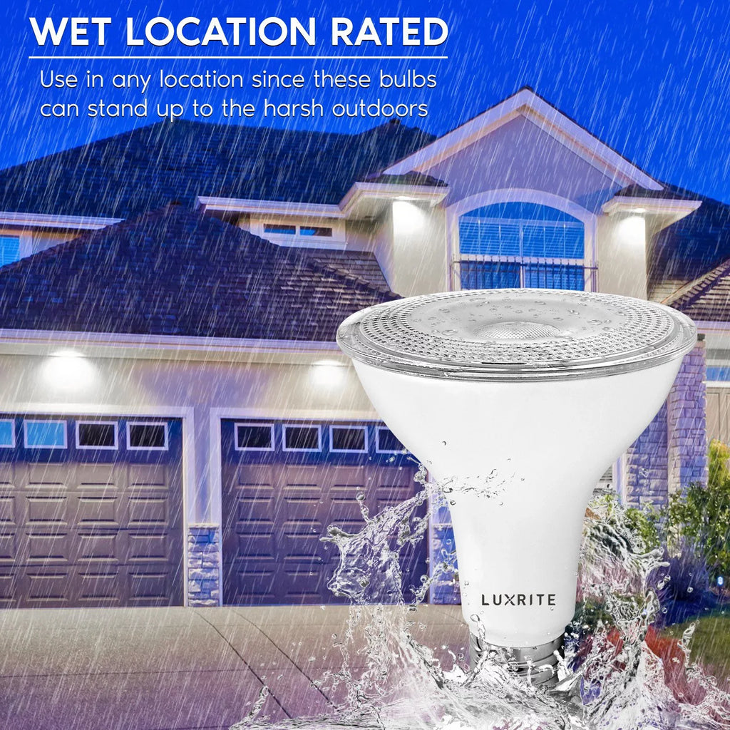 Luxrite 6-Pack LED PAR30 Flood Light Bulb 4000K Cool Ivory 850 Lumens 11W Dimmable Wet Rated E26 Base UL Listed