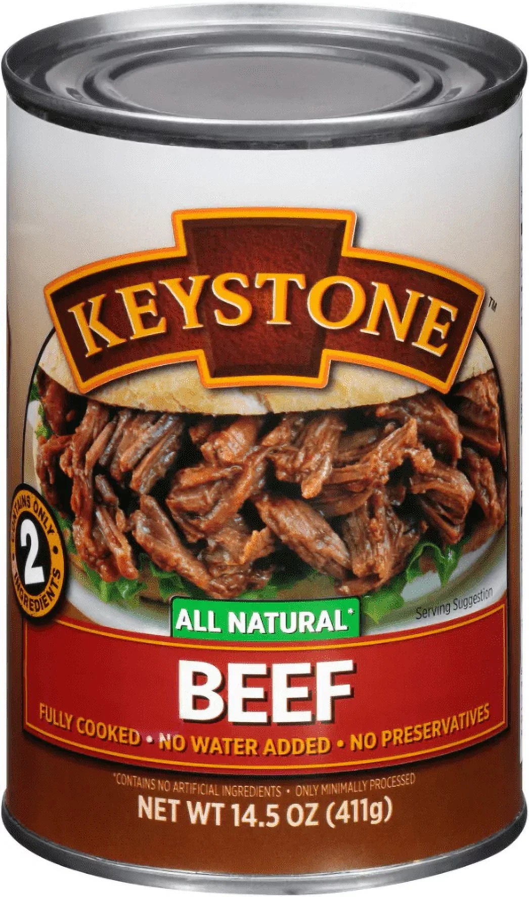 (6 Cans Pack) Keystone All Natural Beef 14.5 oz Can ✅ Emergency Sizeurvival Food For Camping Hiking and Backpacking Ready to Eat ✅