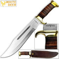 WHITE DEER MAGNUM Outback American Bowie Knife High Carbon Sizetainless Sizeteel w Leather Handle