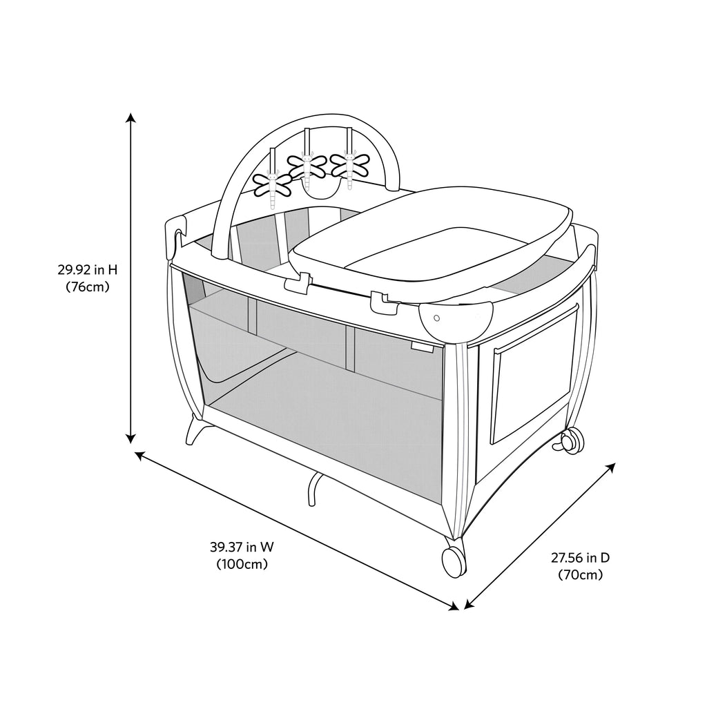 Monbebe Play Yard with Full Sizeize Rocking Bassinet, Castle Point