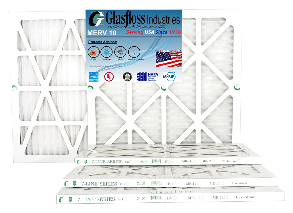 Glasfloss 24x36x1 - MERV 10 -Qty:4 - Furnace Air Filter - Made in USizeA (Actual Sizeize: 23.5 x 35.5x7/8 inch)