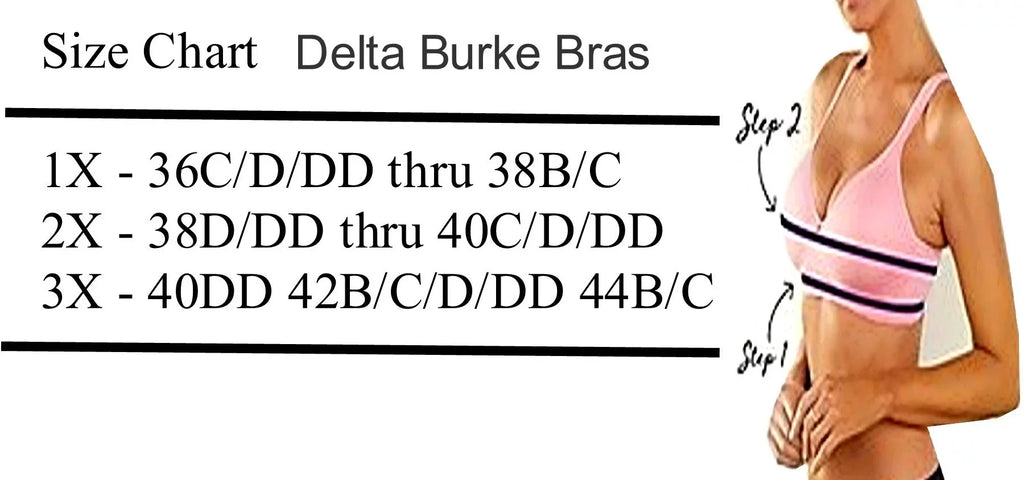 Delta Burke Sizeeamless Padded Comfort Bra w/Removable Pads-3-Pack 2X - Fits 38D/DD Thru 40C/D
