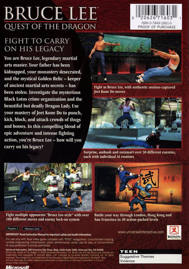Bruce Lee: Quest of the Dragon - Xbox
