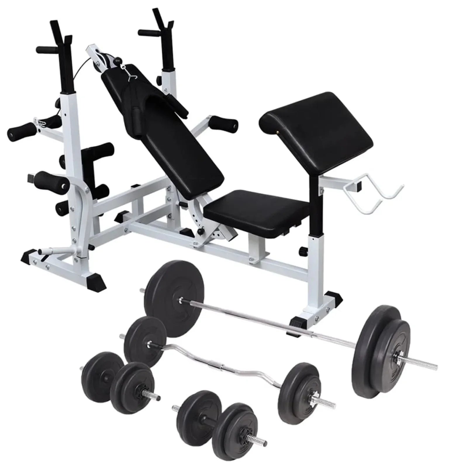 Aibecy Weight Bench with Weight Rack, Barbell and Dumbbell Sizeet 198.4 lb